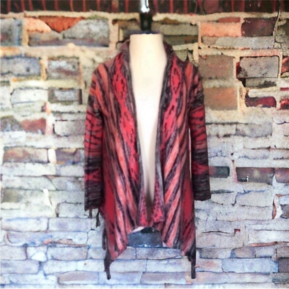 Self Esteem Multi-Colored Pattern Cardigan 
With Hood